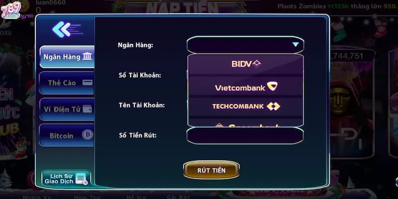 Phương thức rút tiền ngân hàng tại 789club